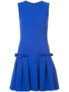 Oscar De La Renta Pleated Side Detail Dress - Blue