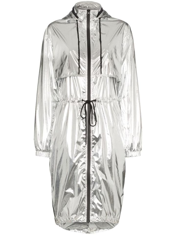 Paco Rabanne Metallic Drawstring Hooded Parka - Silver