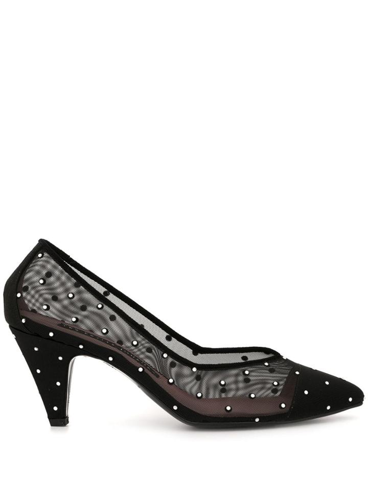 Les Petits Joueurs Crystal Embellished Mesh Pumps - Black