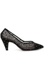 Les Petits Joueurs Crystal Embellished Mesh Pumps - Black