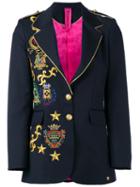 La Condesa Cortes Badges Jacket, Women's, Size: 40, Blue, Polyester/viscose/virgin Wool