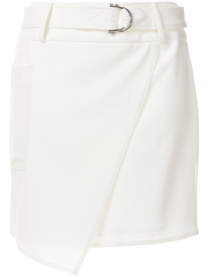 Dkny Asymmetric Belted Skirt - White
