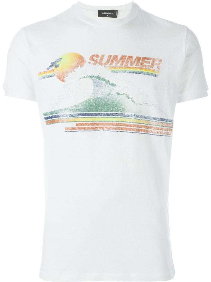 Dsquared2 Summer Print T-shirt, Men's, Size: Small, White, Cotton