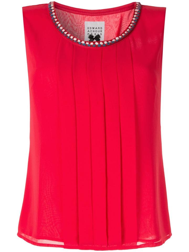 Edward Achour Paris Embellished Neck Blouse - Red