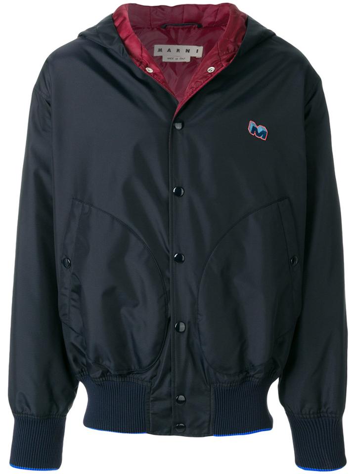 Marni Layered Hooded Bomber Jacket - Blue