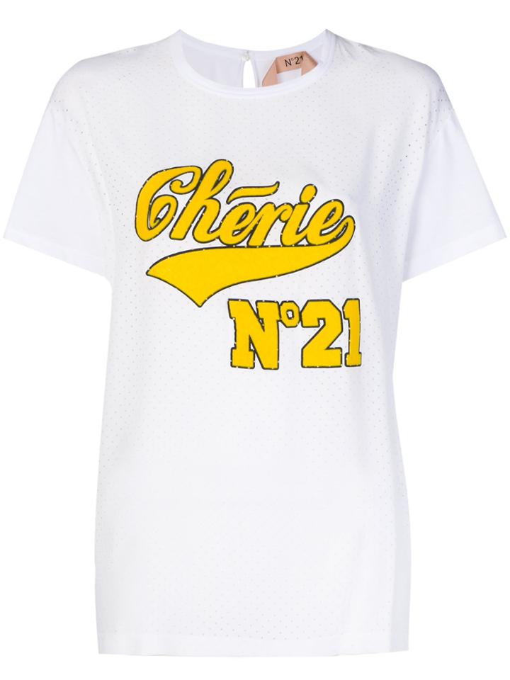 No21 Cherie Perforated T-shirt - White