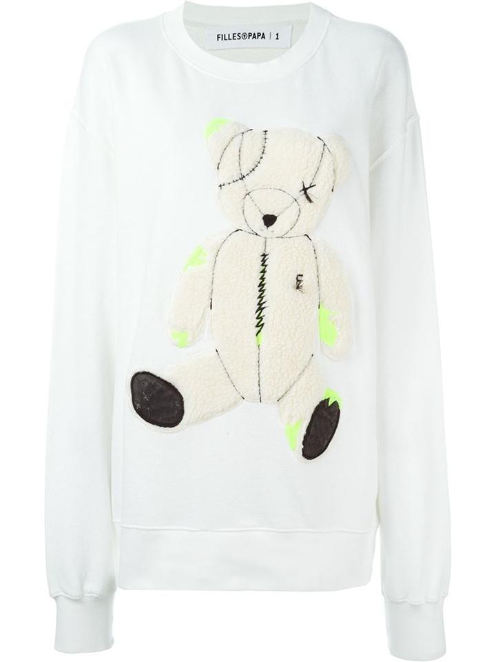 Filles A Papa Teddy Bear Appliqué Sweatshirt