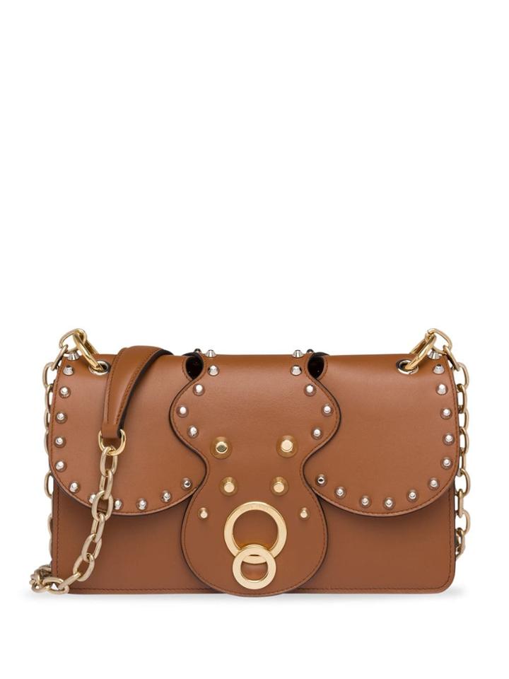 Miu Miu Studded Shoulder Bag - Brown