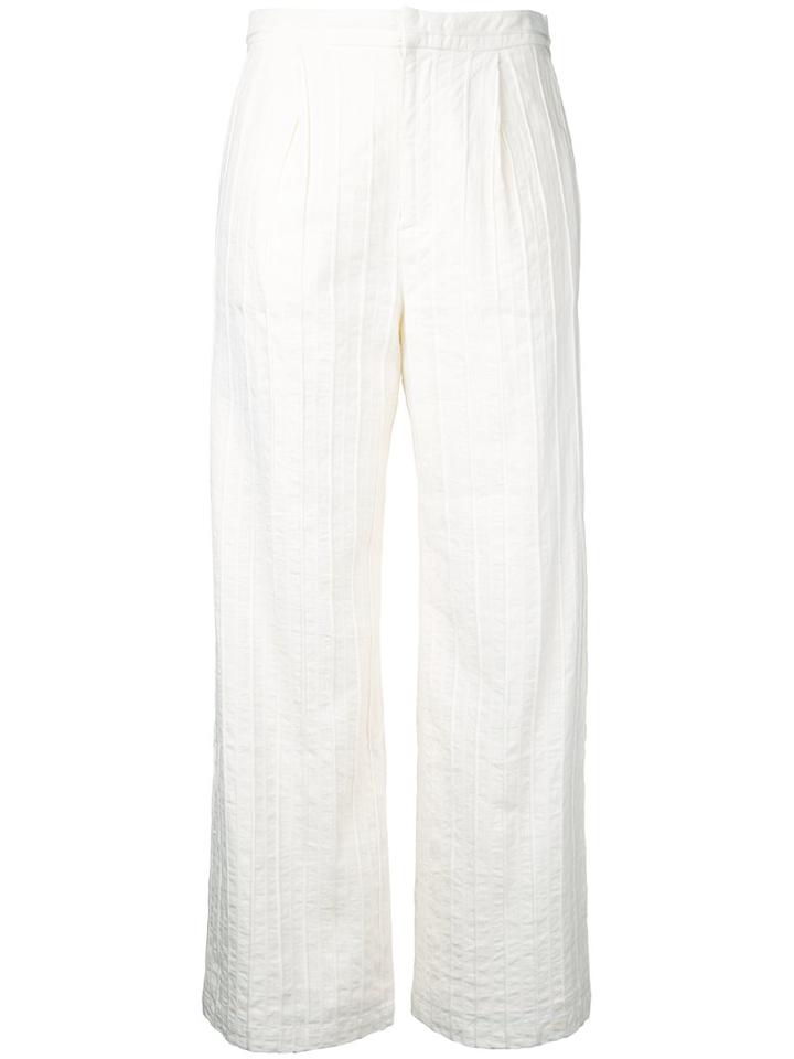 Cityshop Striped Trousers, Women's, Size: 38, Nude/neutrals, Cotton/linen/flax/rayon