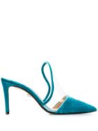 Alevì Velvet Trim Mules - Blue