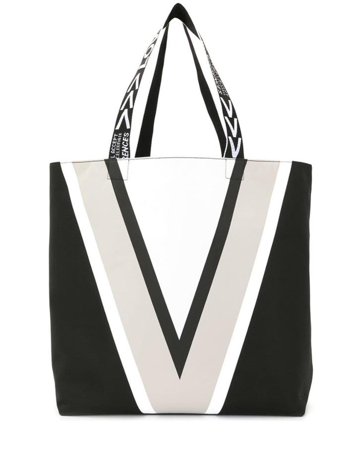 Ports V Logo Print Colour Block Tote - Black