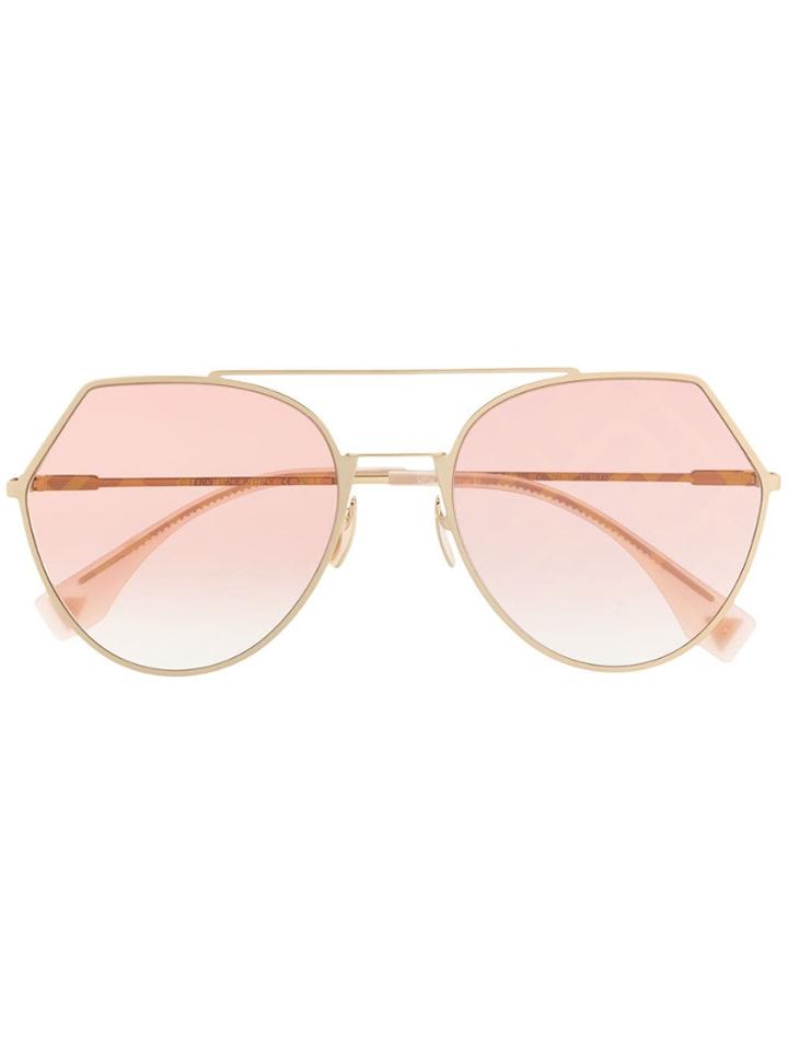 Fendi Eyewear Oversized Monogram Sunglasses - Gold