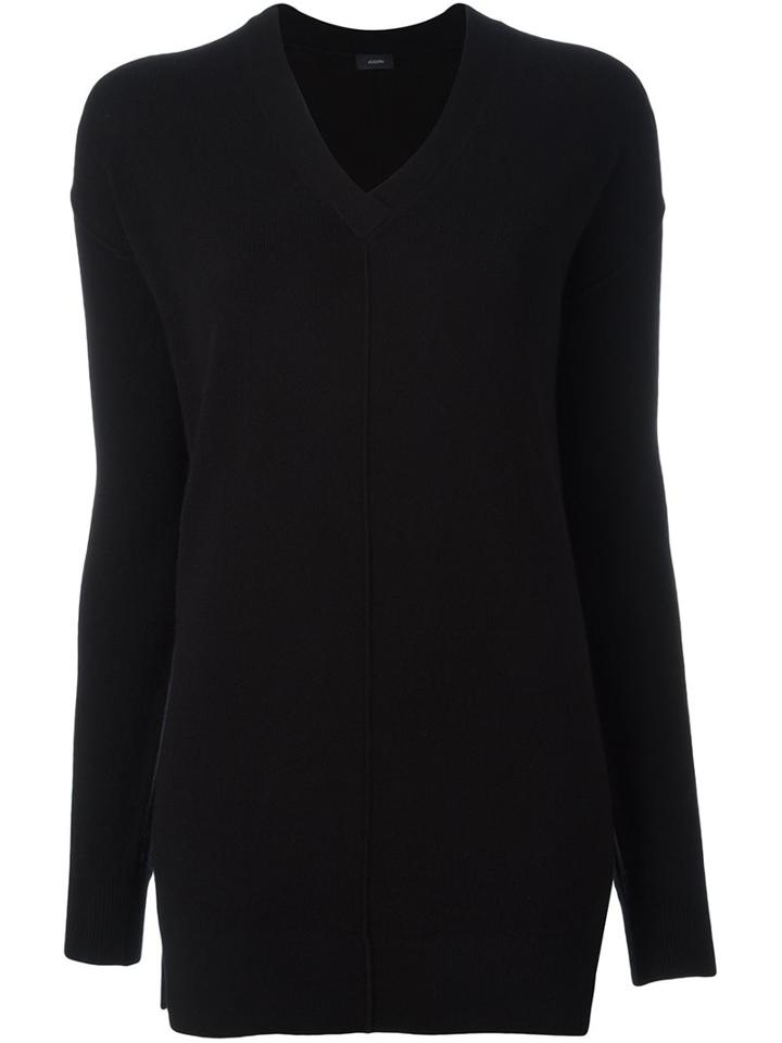 Joseph V-neck Jumper, Women's, Size: Medium, Black, Wool