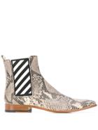 Off-white Snakeskin Effect Ankle Boots - Brown