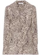 Chloé Wave Print Silk Shirt - Brown