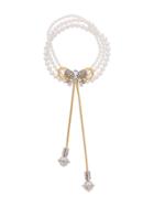Miu Miu Pearl Bow Jewels Necklace - F0yk2 White / Crystal
