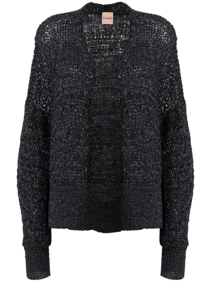 Nude Chunky Knit Cardi-coat - Black