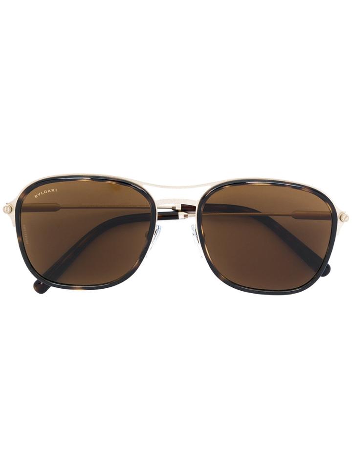 Bulgari Tortoiseshell Squared Sunglasses - Metallic