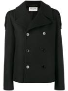 Short Peacoat - Women - Cotton/cupro/virgin Wool - 38, Black, Cotton/cupro/virgin Wool, Saint Laurent