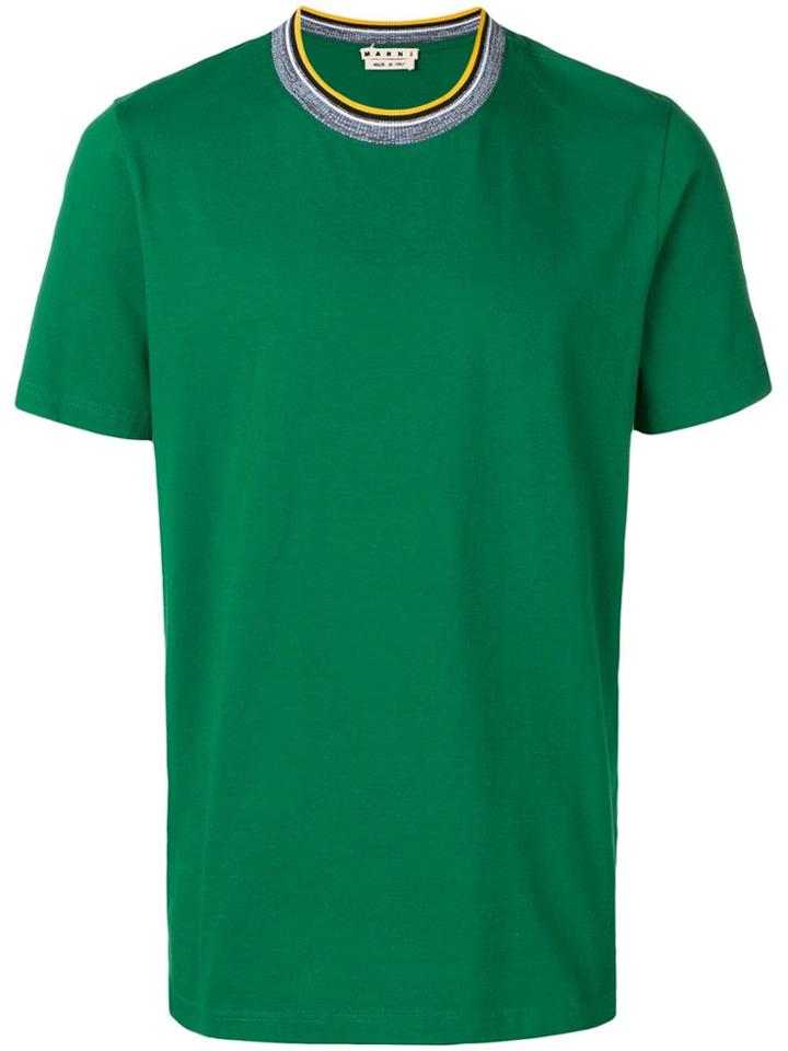 Marni Coloured Stripe Collar T-shirt - Green