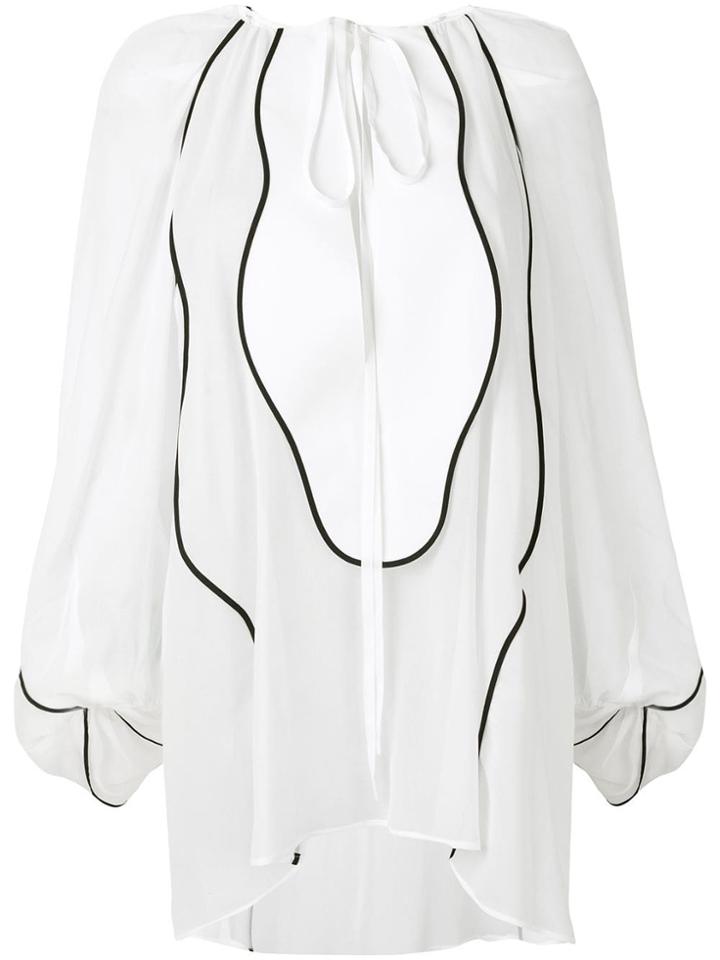 Genny Contrast Trimmed Blouse - White