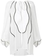 Genny Contrast Trimmed Blouse - White