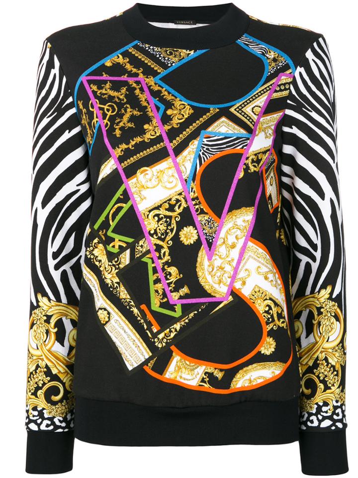 Versace Baroque Branded Sweater - Black