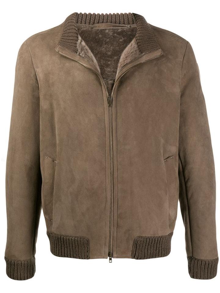 Salvatore Santoro Shearling Lined Bomber Jacket - Brown