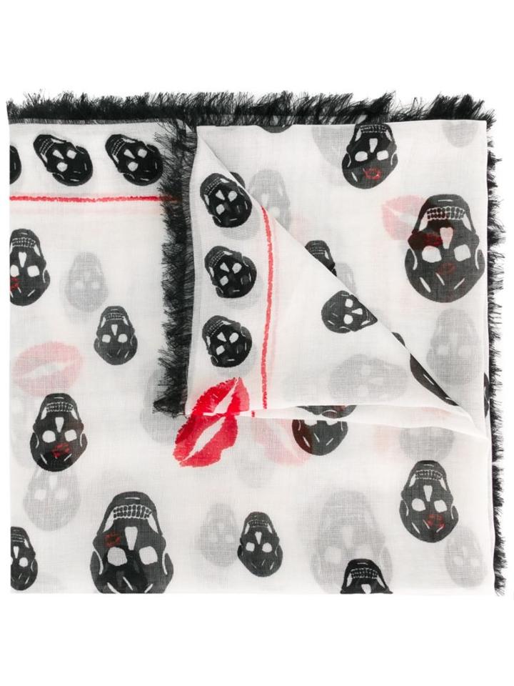 Alexander Mcqueen Skull And Lips Print Scarf