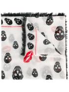 Alexander Mcqueen Skull And Lips Print Scarf