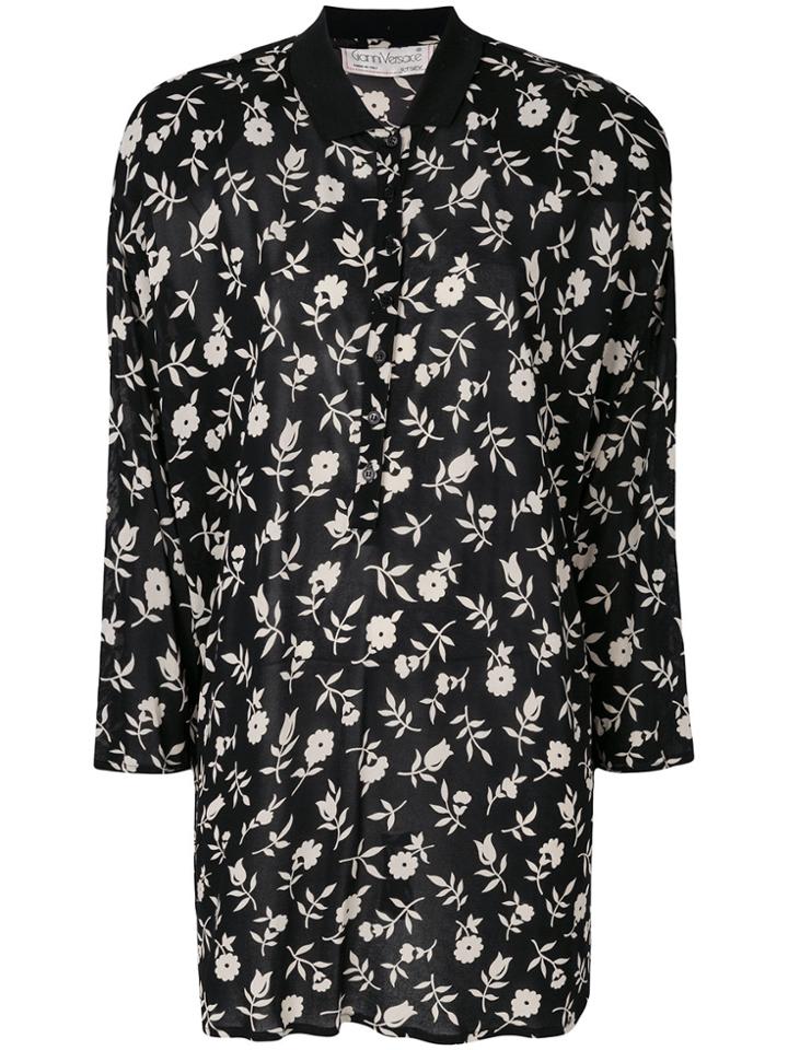 Versace Vintage Floral Printed Shirt - Black