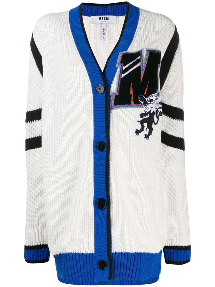 Msgm Oversized '2' Cardigan - White
