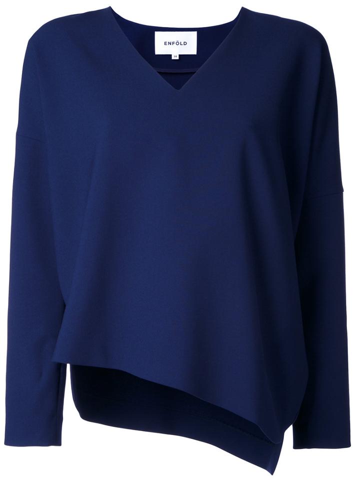 Enföld - V Neck Blouse - Women - Polyester/polyurethane/rayon - 38, Blue, Polyester/polyurethane/rayon