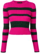 Proenza Schouler - Stripe Cropped Jumper - Women - Silk/viscose/cashmere/wool - S, Pink/purple, Silk/viscose/cashmere/wool