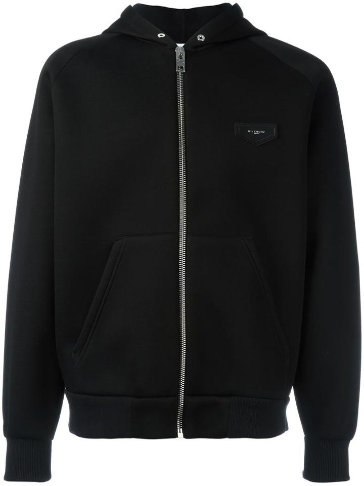 Givenchy Logo Plaque Hoodie, Men's, Size: Large, Black, Cotton/spandex/elastane/viscose