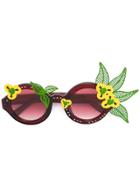 Linda Farrow Floral Motif Round Sunglasses - Red