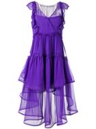 Alberta Ferretti - Layered Sheer Dress - Women - Silk - 38, Pink/purple, Silk