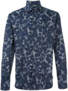 Neil Barrett Graphic Animal Print Shirt, Men's, Size: 41, Blue, Cotton/spandex/elastane