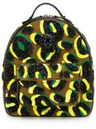 Versace Leopard Embroidered Backpack, Nappa Leather/cotton