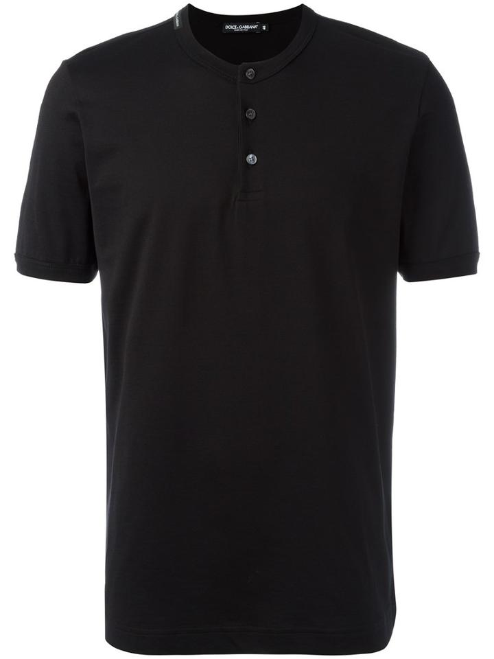 Dolce & Gabbana Henley T-shirt, Men's, Size: 46, Black, Cotton
