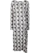 Yohji Yamamoto Draped Detail Longsleeved Dress, Women's, Size: 2, Grey, Acrylic/nylon/wool/tencel