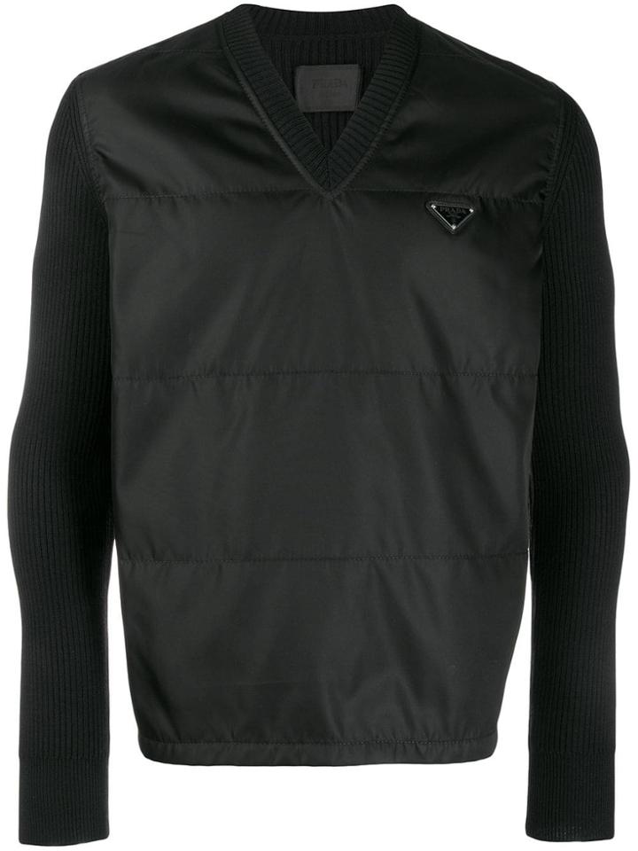 Prada Logo Plaque Sweater - Black