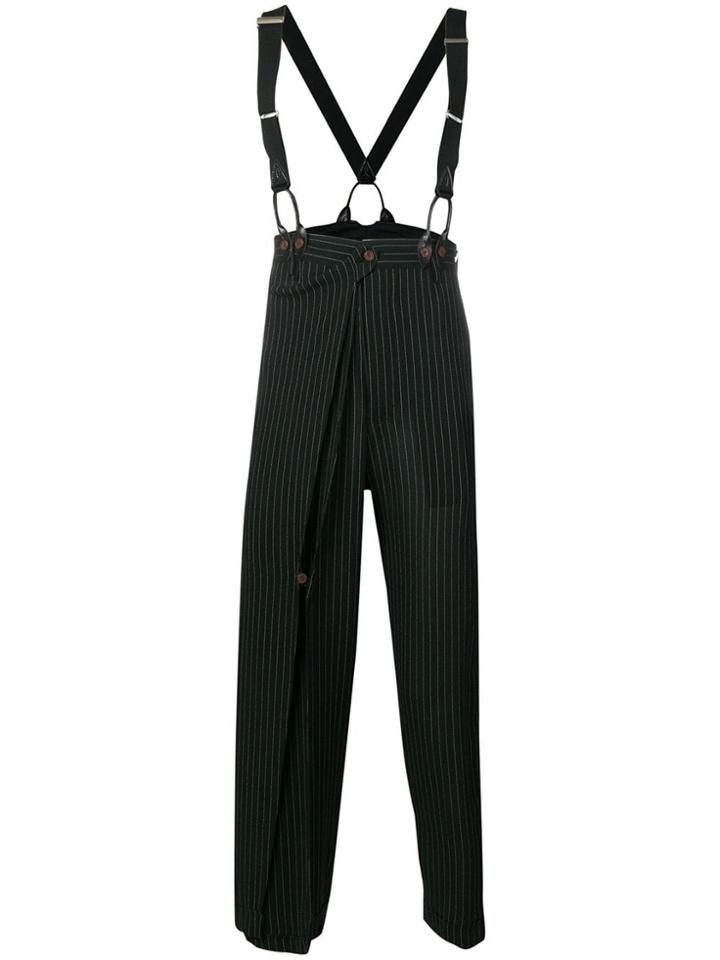 Jean Paul Gaultier Vintage Flappy Pinstriped Trousers - Black