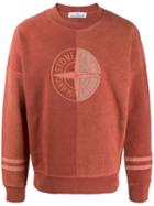 Stone Island Logo Fleece Panelled Sweatshirt - Brown
