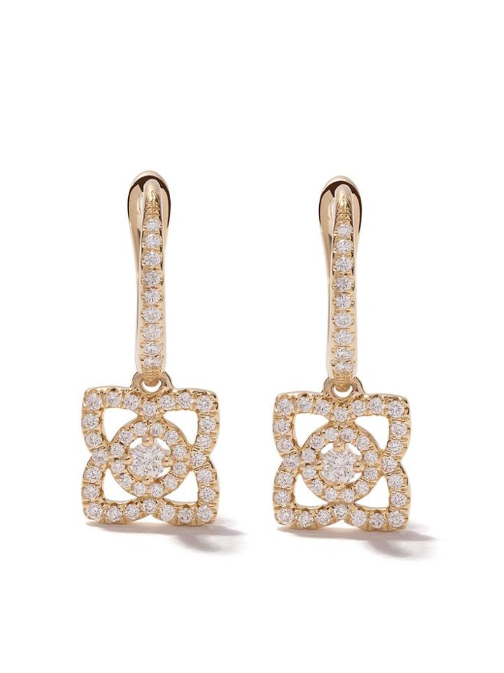 De Beers 18kt Yellow Gold Enchanted Lotus Diamond Sleeper Earrings