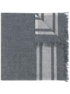 Brunello Cucinelli Frayed Hem Two-tone Scarf - Grey