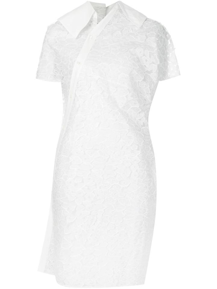 Junya Watanabe Comme Des Garçons Asymmetric Sheer Shirt Dress, Women's, Size: Medium, White, Polyester/linen/flax/paper