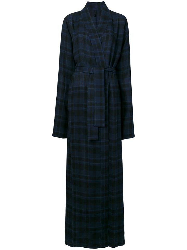 Unravel Project - Plaid Maxi Coat - Women - Viscose/wool - 40, Blue, Viscose/wool