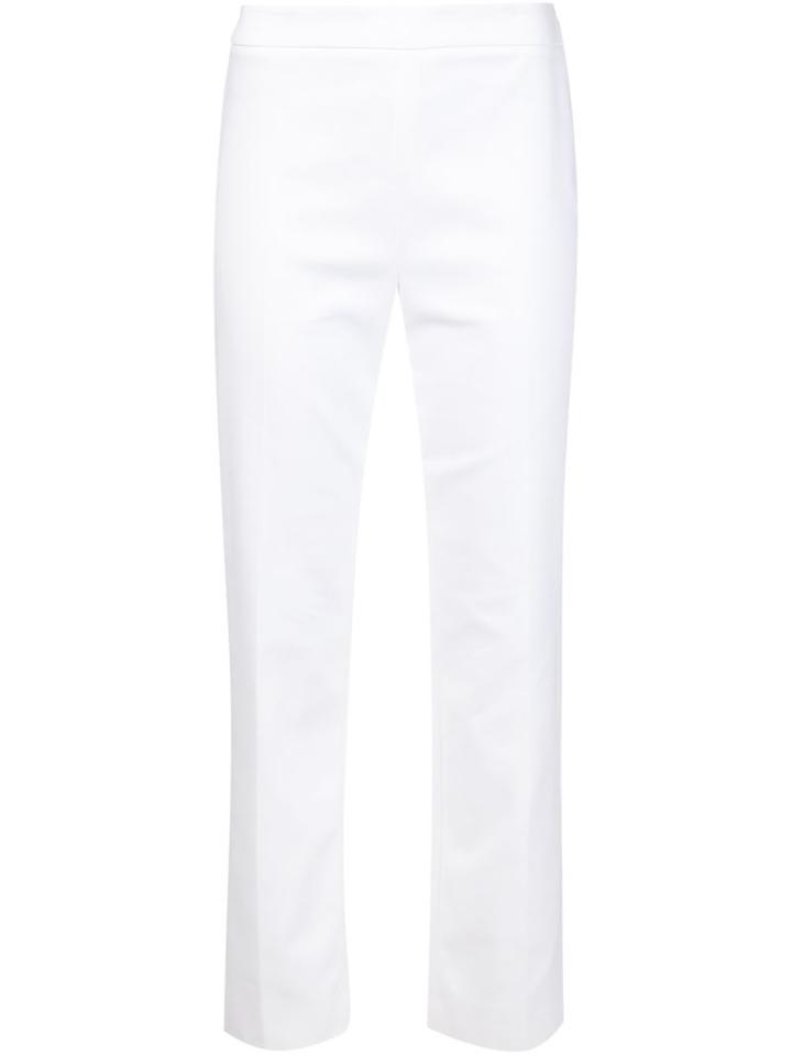 Carolina Herrera Classic Cigarette Trousers, Women's, Size: 8, White, Cotton/nylon/spandex/elastane