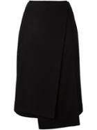 Jil Sander Asymmetric Wrap Skirt, Women's, Size: 38, Black, Cotton/wool